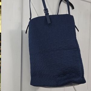 Elegant Navy Blue Embossed Shoulder Bag